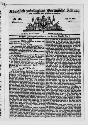 Königlich privilegirte Berlinische Zeitung von Staats- und gelehrten Sachen vom 21.05.1853