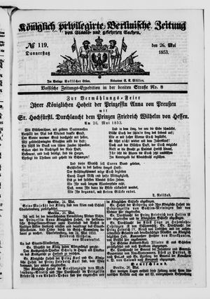 Königlich privilegirte Berlinische Zeitung von Staats- und gelehrten Sachen vom 26.05.1853