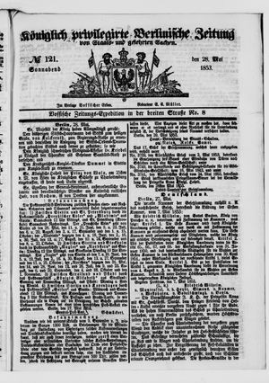 Königlich privilegirte Berlinische Zeitung von Staats- und gelehrten Sachen vom 28.05.1853