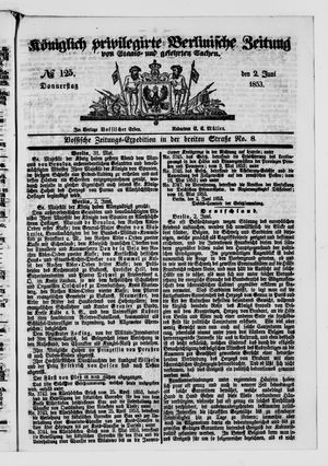 Königlich privilegirte Berlinische Zeitung von Staats- und gelehrten Sachen vom 02.06.1853