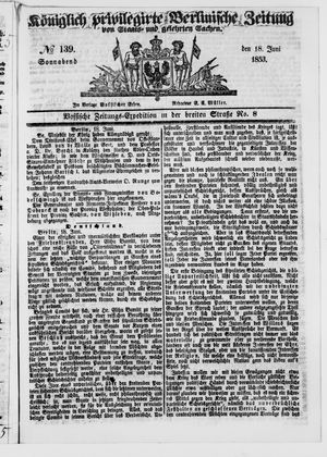 Königlich privilegirte Berlinische Zeitung von Staats- und gelehrten Sachen on Jun 18, 1853