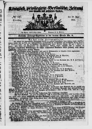 Königlich privilegirte Berlinische Zeitung von Staats- und gelehrten Sachen on Jun 28, 1853
