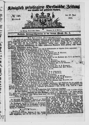 Königlich privilegirte Berlinische Zeitung von Staats- und gelehrten Sachen vom 29.06.1853