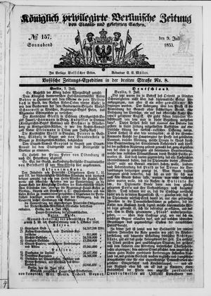 Königlich privilegirte Berlinische Zeitung von Staats- und gelehrten Sachen on Jul 9, 1853