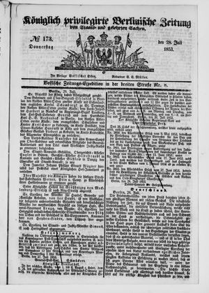Königlich privilegirte Berlinische Zeitung von Staats- und gelehrten Sachen vom 28.07.1853