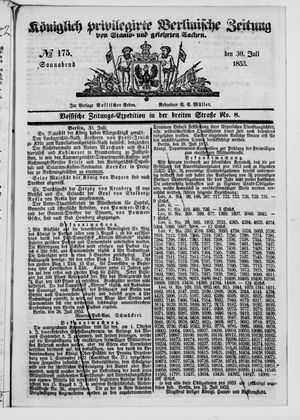 Königlich privilegirte Berlinische Zeitung von Staats- und gelehrten Sachen on Jul 30, 1853