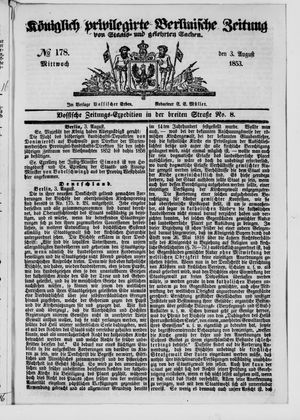 Königlich privilegirte Berlinische Zeitung von Staats- und gelehrten Sachen vom 03.08.1853