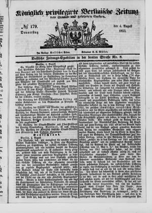 Königlich privilegirte Berlinische Zeitung von Staats- und gelehrten Sachen vom 04.08.1853