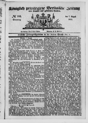 Königlich privilegirte Berlinische Zeitung von Staats- und gelehrten Sachen vom 07.08.1853