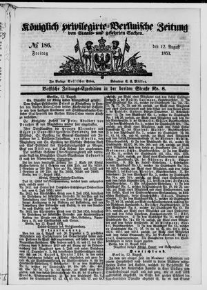 Königlich privilegirte Berlinische Zeitung von Staats- und gelehrten Sachen on Aug 12, 1853