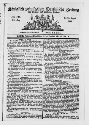 Königlich privilegirte Berlinische Zeitung von Staats- und gelehrten Sachen vom 23.08.1853