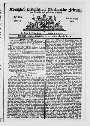Königlich privilegirte Berlinische Zeitung von Staats- und gelehrten Sachen vom 26.08.1853
