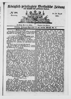 Königlich privilegirte Berlinische Zeitung von Staats- und gelehrten Sachen vom 28.08.1853
