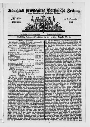 Königlich privilegirte Berlinische Zeitung von Staats- und gelehrten Sachen vom 07.09.1853