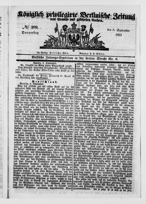 Königlich privilegirte Berlinische Zeitung von Staats- und gelehrten Sachen vom 08.09.1853