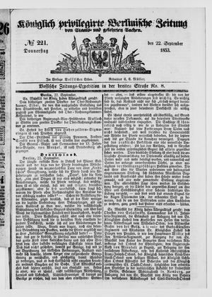 Königlich privilegirte Berlinische Zeitung von Staats- und gelehrten Sachen on Sep 22, 1853