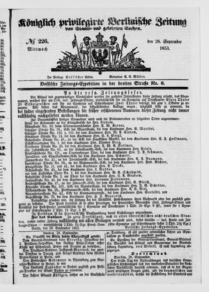 Königlich privilegirte Berlinische Zeitung von Staats- und gelehrten Sachen vom 28.09.1853
