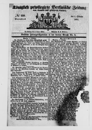 Königlich privilegirte Berlinische Zeitung von Staats- und gelehrten Sachen vom 01.10.1853
