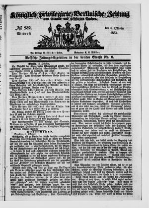 Königlich privilegirte Berlinische Zeitung von Staats- und gelehrten Sachen on Oct 5, 1853