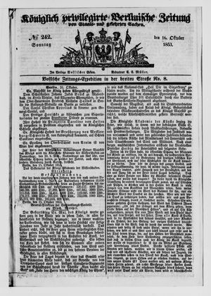 Königlich privilegirte Berlinische Zeitung von Staats- und gelehrten Sachen on Oct 16, 1853