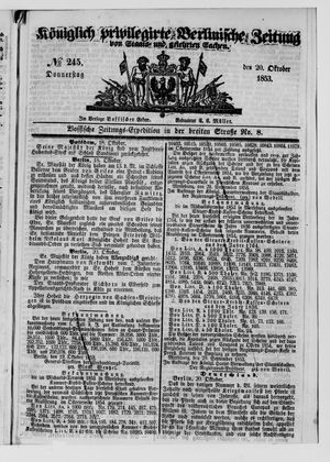 Königlich privilegirte Berlinische Zeitung von Staats- und gelehrten Sachen vom 20.10.1853