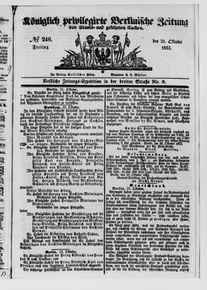 Königlich privilegirte Berlinische Zeitung von Staats- und gelehrten Sachen on Oct 21, 1853