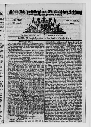 Königlich privilegirte Berlinische Zeitung von Staats- und gelehrten Sachen vom 26.10.1853