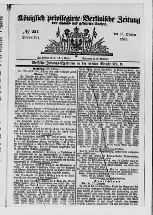 Königlich privilegirte Berlinische Zeitung von Staats- und gelehrten Sachen vom 27.10.1853