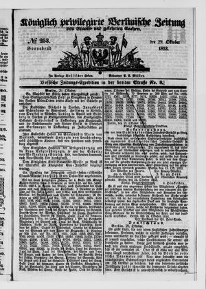 Königlich privilegirte Berlinische Zeitung von Staats- und gelehrten Sachen vom 29.10.1853