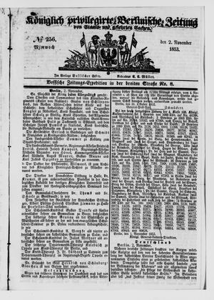 Königlich privilegirte Berlinische Zeitung von Staats- und gelehrten Sachen vom 02.11.1853