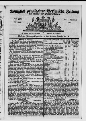 Königlich privilegirte Berlinische Zeitung von Staats- und gelehrten Sachen on Nov 4, 1853