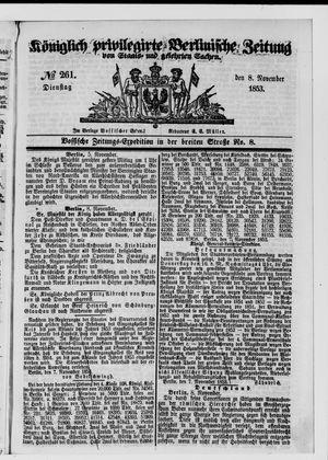 Königlich privilegirte Berlinische Zeitung von Staats- und gelehrten Sachen vom 08.11.1853