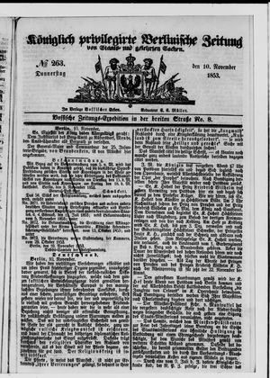 Königlich privilegirte Berlinische Zeitung von Staats- und gelehrten Sachen vom 10.11.1853