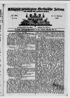 Königlich privilegirte Berlinische Zeitung von Staats- und gelehrten Sachen vom 11.11.1853