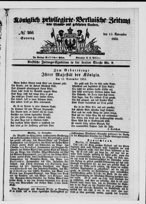 Königlich privilegirte Berlinische Zeitung von Staats- und gelehrten Sachen vom 13.11.1853