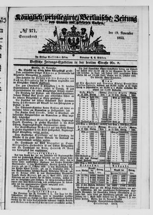 Königlich privilegirte Berlinische Zeitung von Staats- und gelehrten Sachen on Nov 19, 1853