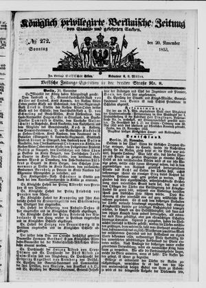 Königlich privilegirte Berlinische Zeitung von Staats- und gelehrten Sachen on Nov 20, 1853