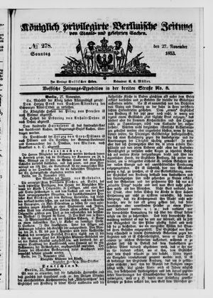 Königlich privilegirte Berlinische Zeitung von Staats- und gelehrten Sachen vom 27.11.1853