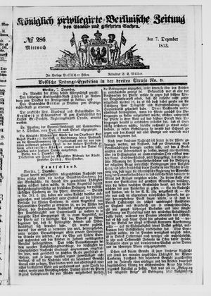 Königlich privilegirte Berlinische Zeitung von Staats- und gelehrten Sachen vom 07.12.1853