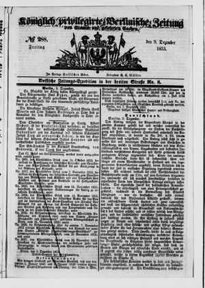 Königlich privilegirte Berlinische Zeitung von Staats- und gelehrten Sachen on Dec 9, 1853