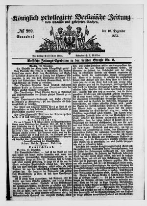 Königlich privilegirte Berlinische Zeitung von Staats- und gelehrten Sachen vom 10.12.1853