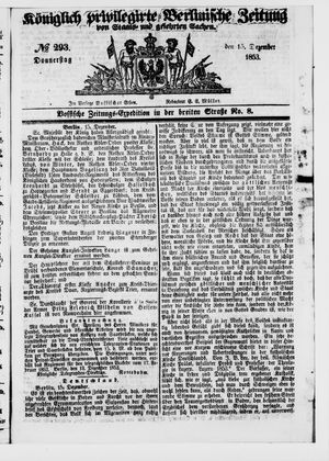 Königlich privilegirte Berlinische Zeitung von Staats- und gelehrten Sachen on Dec 15, 1853