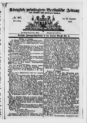 Königlich privilegirte Berlinische Zeitung von Staats- und gelehrten Sachen on Dec 20, 1853