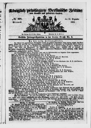 Königlich privilegirte Berlinische Zeitung von Staats- und gelehrten Sachen vom 21.12.1853