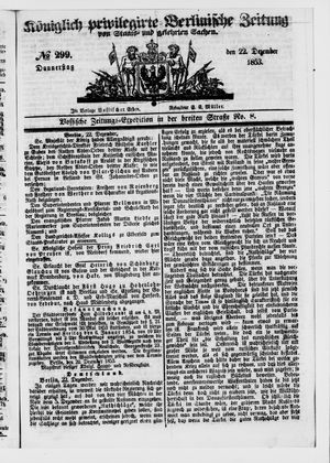 Königlich privilegirte Berlinische Zeitung von Staats- und gelehrten Sachen vom 22.12.1853