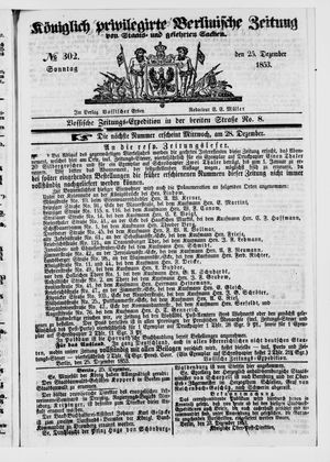 Königlich privilegirte Berlinische Zeitung von Staats- und gelehrten Sachen on Dec 25, 1853
