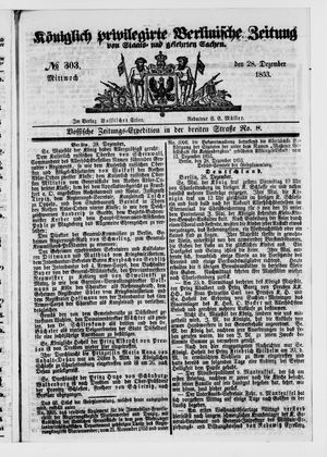 Königlich privilegirte Berlinische Zeitung von Staats- und gelehrten Sachen vom 28.12.1853