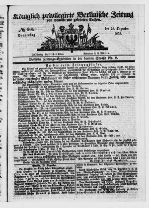 Königlich privilegirte Berlinische Zeitung von Staats- und gelehrten Sachen vom 29.12.1853