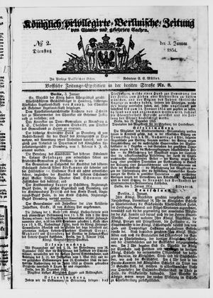 Königlich privilegirte Berlinische Zeitung von Staats- und gelehrten Sachen vom 03.01.1854