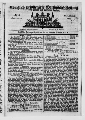 Königlich privilegirte Berlinische Zeitung von Staats- und gelehrten Sachen on Jan 7, 1854